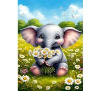 Jigsaw Puzzles for Adults 150 Animal Elephant Flower 13.8 x 9.8 inch, Puzzle Educational Games, 150 Pieces for Adults Family Puzzle Game