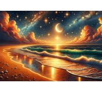 Jigsaw Puzzles for Adults 150 Pieces, Golden Waves Stars Puzzles for Adults 150 Pieces, Challenging Puzzle 14x10 inch, Interactive Puzzle Gift for Stress Selief and Relaxation