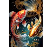 Jigsaw Puzzles for Adults 150 pieces,Red Gold Koi puzzles for adults,Classic Educational Games DIY Handwork Puzzle for Home Decor Gift