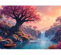 Jigsaw Puzzles for Adults 150 pieces,Waterfall Lake Boat puzzles for adults,Classic Educational Games DIY Handwork Puzzle for Home Decor Gift