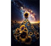 Jigsaw Puzzles for Adults 150 Starry Sky Sunflower Puzzle Impossible Hard Difficult Challenging Puzzle for Adults 150 Piece Puzzle Games 13.8 x 9.8 inch