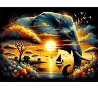 Jigsaw Puzzles for Adults 150, Sunset Elephant Scenery Puzzles for Adults, Challenging Puzzle Games, Difficult Puzzle 150 Pieces