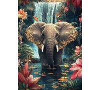 Jigsaw Puzzles for Adults 150 Waterfall Elephant Flower Puzzle Impossible Hard Difficult Challenging Puzzle for Adults 150 Piece Puzzle Games 13.8 x 9.8 inch
