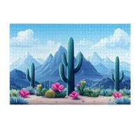 Jigsaw Puzzles for Adults 1500, 1500 Piece Jigsaw Puzzles for Adults, Wooden Puzzle Game for The Whole for Men, Landscape Puzzle for Christmas Decorations, Gifts for Women, Theme: Cactus Pattern, X-18