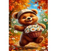 Jigsaw Puzzles for Adults 1500 Animal Bear Daisy Flower 34.3 x 22.4 inch, Puzzle Educational Games, 1500 Pieces for Adults Family Puzzle Game