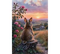 Jigsaw Puzzles for Adults 1500 Animal Rabbit Sunset 34.3 x 22.4 inch, Puzzle Educational Games, 1500 Pieces for Adults Family Puzzle Game