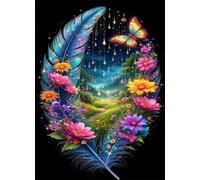 Jigsaw Puzzles for Adults 1500 Flower Butterfly Feather 34.3 x 22.4 inch, Puzzle Educational Games, 1500 Pieces for Adults Family Puzzle Game