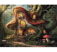 Jigsaw Puzzles for Adults 1500 mushroom cabin, Challenging Difficult Puzzle Wooden, 1500 Piece Jigsaw Puzzles for Adults Educational Game Decompression, Large Size Wall Art 34.3 x 22.4 inches w0-639