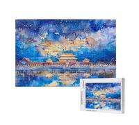 Jigsaw Puzzles for Adults 1500 Piece Blue Jigsaw Puzzles for Adults with Gift Box 87x57 cm, Wooden Puzzle Attic Challenging Puzzle Games Home Decoration, for The Whole Family,p388t