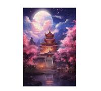 Jigsaw Puzzles for Adults 1500 Piece Cherry Blossoms Large Puzzle Five-Storied Pagoda, Difficult Challenging Family Games for The Whole for Women, Wooden Jigsaws with Storage Box, Decor 87x57cm D-1548