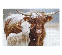 Jigsaw Puzzles for Adults 1500 Piece, Highland Cow Puzzles for Adults, Impossible Puzzle 1500 Pieces, Family Educational Wooden Puzzle, Challenging Jigsaws, Gift Box Packaging, Gifts for Women, U-65