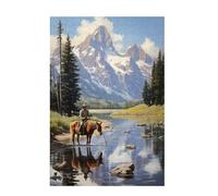 Jigsaw Puzzles for Adults 1500 Piece Mountain Large Puzzle Horse, Difficult Challenging Family Games for The Whole for Women, Wooden Jigsaws with Gift Box Packaging, Gifts for Women 87x57cm D-1512
