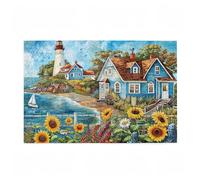 Jigsaw Puzzles for Adults 1500 Piece Sunflower Large Puzzle Lighthouse, Difficult Challenging Family Games for The Whole for Women, Wooden Jigsaws with Gift Box Packaging, Room Decor 87x57cm D-131