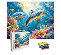 Jigsaw Puzzles for Adults 1500 Piece - Wooden Puzzles Dolphin, Large Challenging Jigsaw 1500 Piece, IQ Puzzle for Adults for Family Games, Home Decor & Relaxation, 34.3 X 22.4 Inch, Theme: Fish 8p-208