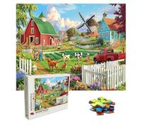Jigsaw Puzzles for Adults 1500 Piece - Wooden Puzzles Pasture, Large Challenging Jigsaw 1500 Piece, IQ Puzzle for Adults for Family Games, Home Wall Decor, 34.3 X 22.4 Inch, Theme: Farmhouse 8p-654