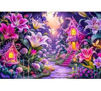 Jigsaw Puzzles for Adults 1500 Pieces,Lily Flower Cottage jigsaw puzzle 87x57 cm Challenging DIY Puzzle for Home Decoration,Family puzzles Perfect for Game