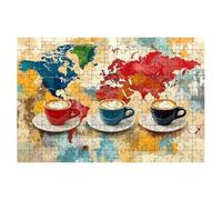 Jigsaw Puzzles for Adults 1500, World Map Jigsaws 1500 Pieces for Adults, Impossible Jigsaws Puzzle Challenging Game for The Whole, Wooden Jigsaw Puzzles for Gifts for Women, Decor Theme:Coffee -2476