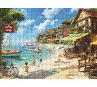 Jigsaw Puzzles for Adults 1500P, Large High Definition Puzzle Wooden, Relaxing Mind Game for Stress Relief, Creative Hobby,Wall Decor, Gifts for Men Women 34.3 x 22.4 inches Beach Small Town f0-264