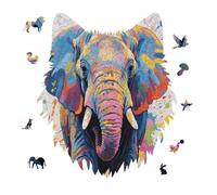 Jigsaw Puzzles for Adults 175 Pieces Colorful Elephant Painting Wooden Puzzle, Challenging Decorative Puzzles