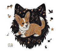 Jigsaw Puzzles for Adults 175 Pieces Corgi Who Loves Music Wooden Puzzle, Challenging Decorative Puzzles