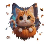 Jigsaw Puzzles for Adults 175 Pieces Cute Fantasy Thanksgving Cat Pumpkin Wooden Puzzle, Challenging Decorative Puzzles