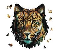 Jigsaw Puzzles for Adults 175 Pieces Green Eyed Leopard Painting Wooden Puzzle, Challenging Decorative Puzzles