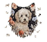 Jigsaw Puzzles for Adults 175 Pieces Hand Drawn Garden Dog Wooden Puzzle, Challenging Decorative Puzzles