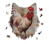 Jigsaw Puzzles for Adults 175 Pieces Hand Drawn Rooster Wooden Puzzle, Challenging Decorative Puzzles