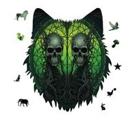 Jigsaw Puzzles for Adults 175 Pieces Horrifying Green Skull Wooden Puzzle, Challenging Decorative Puzzles