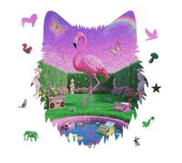 Jigsaw Puzzles for Adults 175 Pieces Neon Flamingo Pattern Wooden Puzzle, Challenging Decorative Puzzles