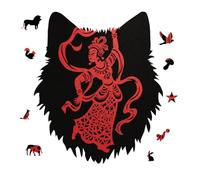 Jigsaw Puzzles for Adults 175 Pieces Red Papercut Dancer Wooden Puzzle, Challenging Decorative Puzzles