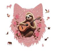Jigsaw Puzzles for Adults 175 Pieces Sloth with Musical Notes on Background Wooden Puzzle, Challenging Decorative Puzzles