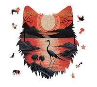 Jigsaw Puzzles for Adults 175 Pieces Sunrise with Flamingos Wooden Puzzle, Challenging Decorative Puzzles