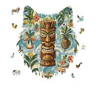Jigsaw Puzzles for Adults 175 Pieces Vintage Aloha Tiki Pattern Wooden Puzzle, Challenging Decorative Puzzles