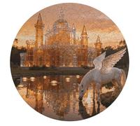Jigsaw Puzzles for Adults 195 Pieces Amber Castle Round Wooden Puzzle, Challenging Decorative Puzzles