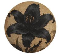 Jigsaw Puzzles for Adults 195 Pieces Black Lily Gothic Round Wooden Puzzle, Challenging Decorative Puzzles