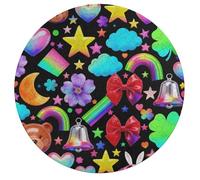 Jigsaw Puzzles for Adults 195 Pieces Colorful Element Pattern Round Wooden Puzzle, Challenging Decorative Puzzles