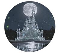 Jigsaw Puzzles for Adults 195 Pieces Crystal Castle and Moon Round Wooden Puzzle, Challenging Decorative Puzzles