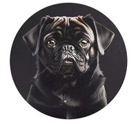 Jigsaw Puzzles for Adults 195 Pieces Cute Black Pug Dog Round Wooden Puzzle, Challenging Decorative Puzzles