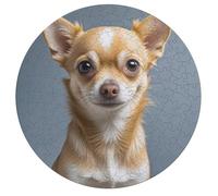 Jigsaw Puzzles for Adults 195 Pieces Cute Chihuahua Round Wooden Puzzle, Challenging Decorative Puzzles