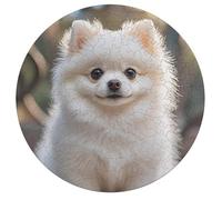 Jigsaw Puzzles for Adults 195 Pieces Cute Pomeranian Dog Round Wooden Puzzle, Challenging Decorative Puzzles