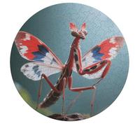Jigsaw Puzzles for Adults 195 Pieces Devil's Flower Mantis Round Wooden Puzzle, Challenging Decorative Puzzles