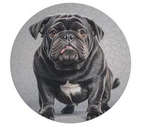 Jigsaw Puzzles for Adults 195 Pieces English Bulldogs Round Wooden Puzzle, Challenging Decorative Puzzles