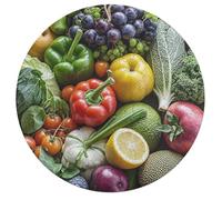 Jigsaw Puzzles for Adults 195 Pieces Fresh Fruits Vegetables Round Wooden Puzzle, Challenging Decorative Puzzles