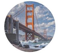 Jigsaw Puzzles for Adults 195 Pieces Golden Gate Bridge Round Wooden Puzzle, Challenging Decorative Puzzles