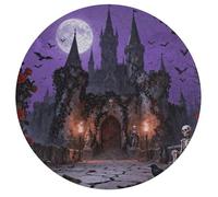 Jigsaw Puzzles for Adults 195 Pieces Gothic Castle Night Round Wooden Puzzle, Challenging Decorative Puzzles