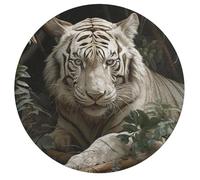 Jigsaw Puzzles for Adults 195 Pieces Lying White Tiger Round Wooden Puzzle, Challenging Decorative Puzzles