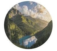 Jigsaw Puzzles for Adults 195 Pieces Mountain Mirror Round Wooden Puzzle, Challenging Decorative Puzzles