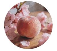 Jigsaw Puzzles for Adults 195 Pieces Peach and Flower Round Wooden Puzzle, Challenging Decorative Puzzles