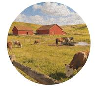 Jigsaw Puzzles for Adults 195 Pieces Ranch Round Wooden Puzzle, Challenging Decorative Puzzles